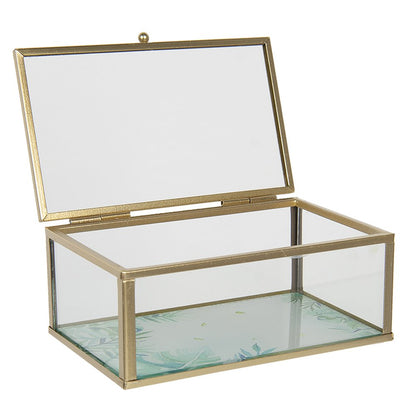 Juwelendoosje 14x8x6 cm glas metaal