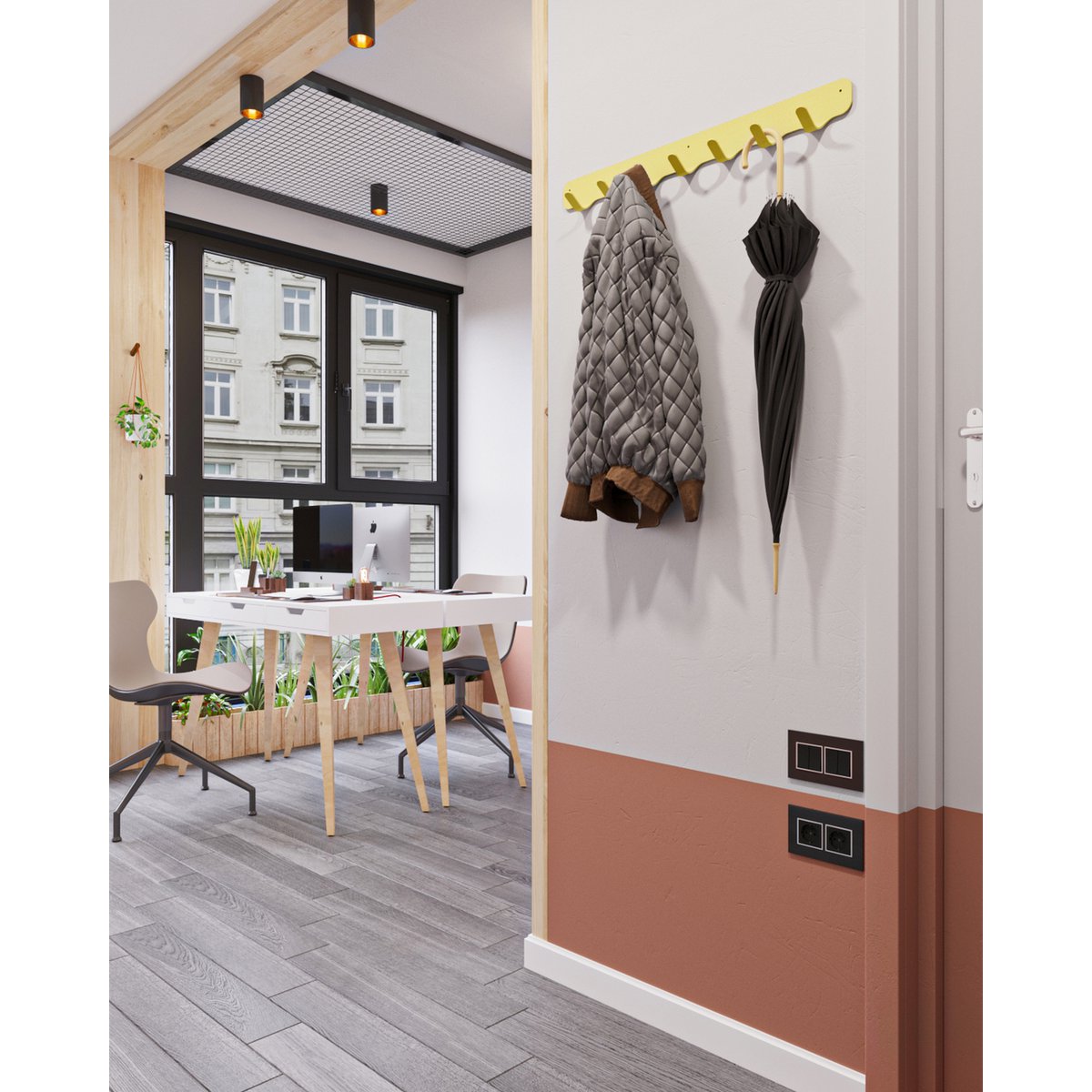 Gorillz Rounded Seven Wandkapstok Met Zeven Haken Geel