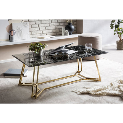 Salontafel 110x60x40 cm zwart marmerlook goud metaal