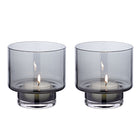 Set van 2 lantaarns glas ø 11 cm grijs zilver