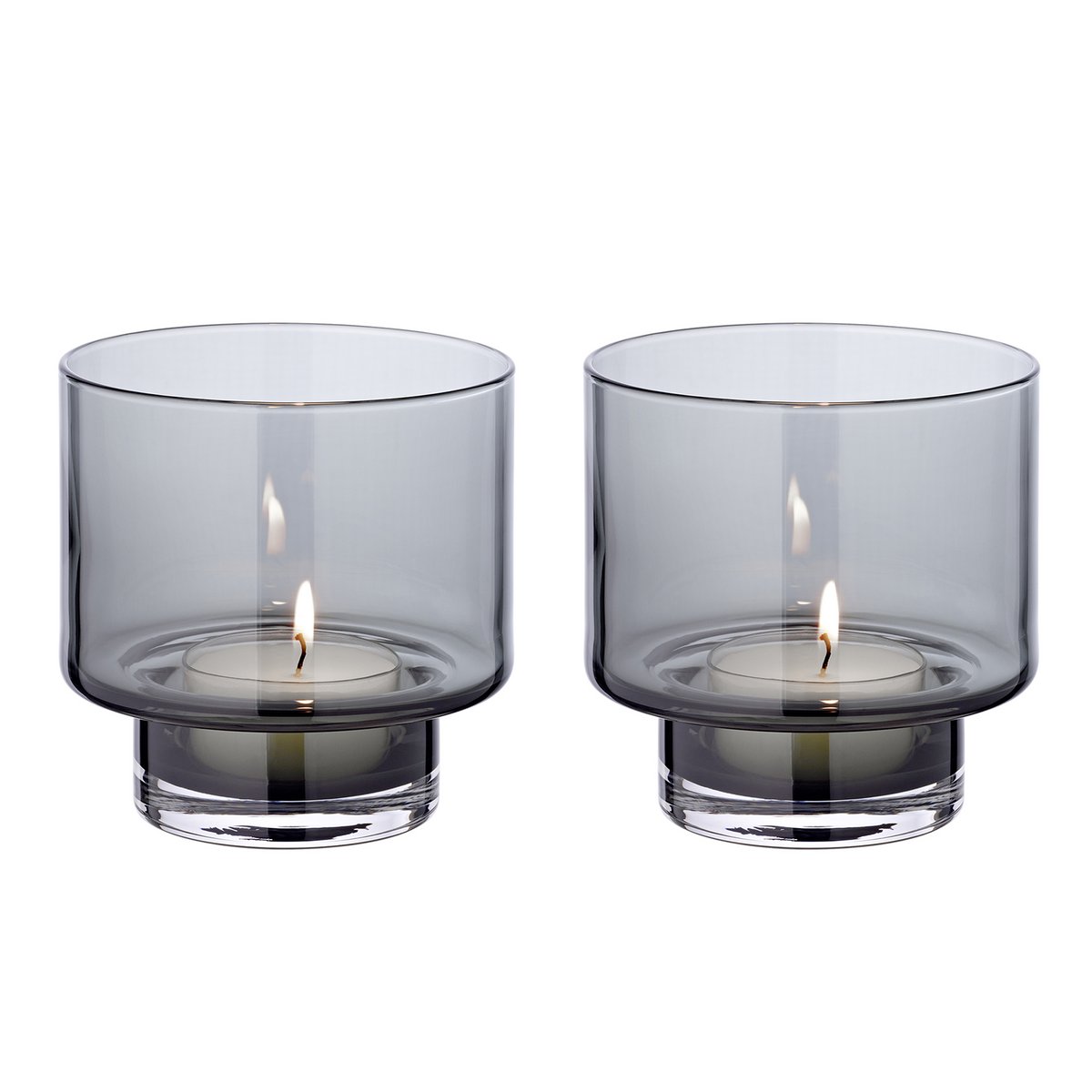Set van 2 lantaarns glas ø 11 cm grijs zilver