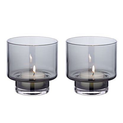 Set van 2 lantaarns glas ø 11 cm grijs zilver