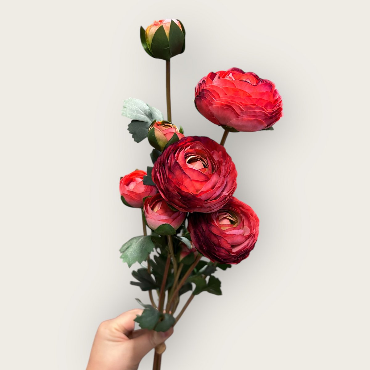 Kunstbloemen boeket ranonkels 55 cm rood
