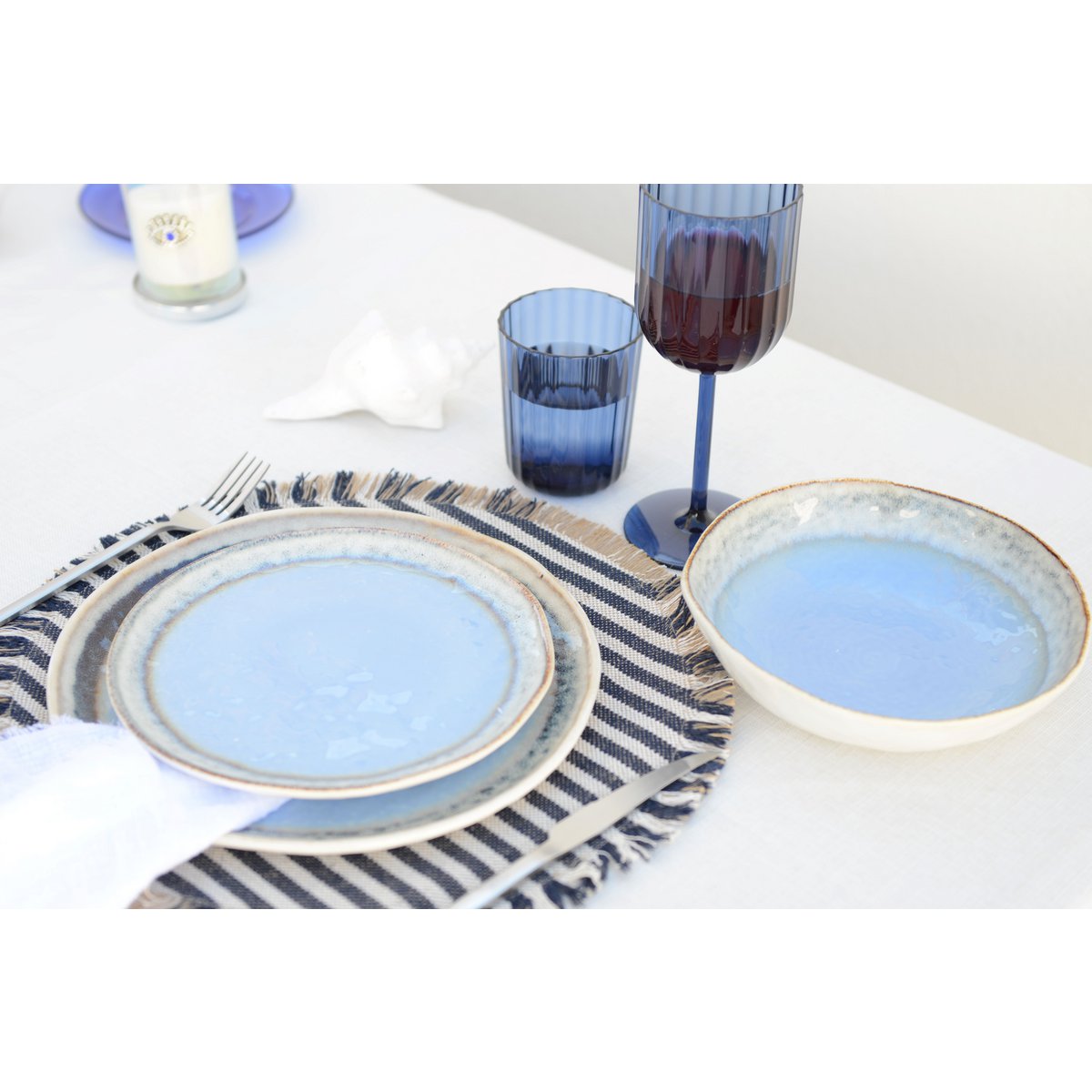 Dessertbord 21.5x21.5x1.4 cm blauw porselein