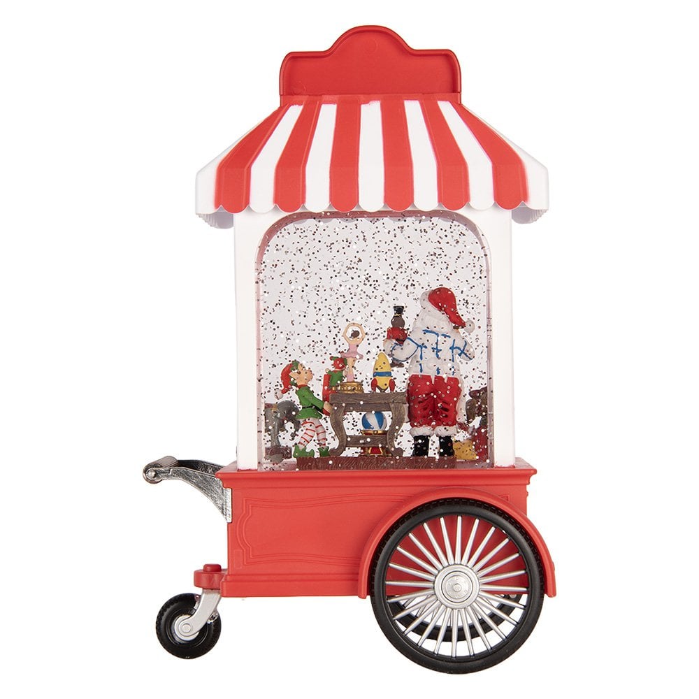 Kerstdecoratie muziekdoos ijskar 17x10x27 cm rood