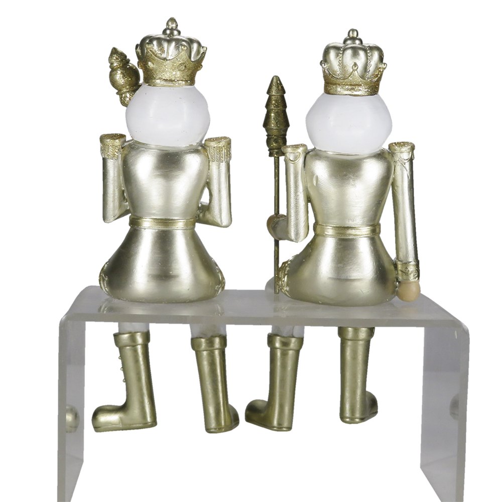Notenkraker beeld set 2 stuks 12 cm goud wit kunststof