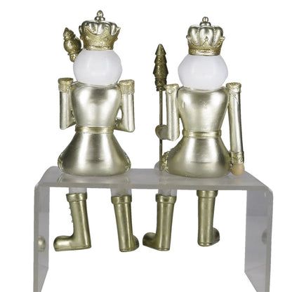 Notenkraker beeld set 2 stuks 12 cm goud wit kunststof