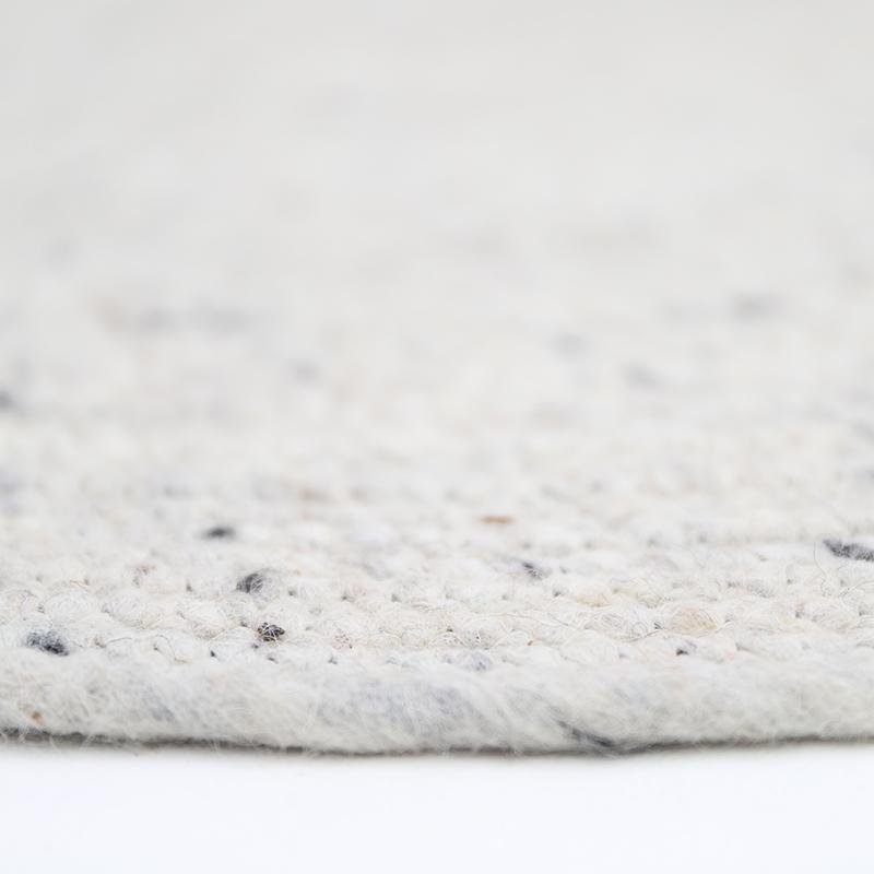 Vloerkleed rond 140 cm wol katoen beige-ecru