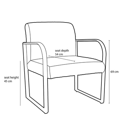 Symon Fauteuil Terra Bouclé Zitting Metalen Frame Comfort