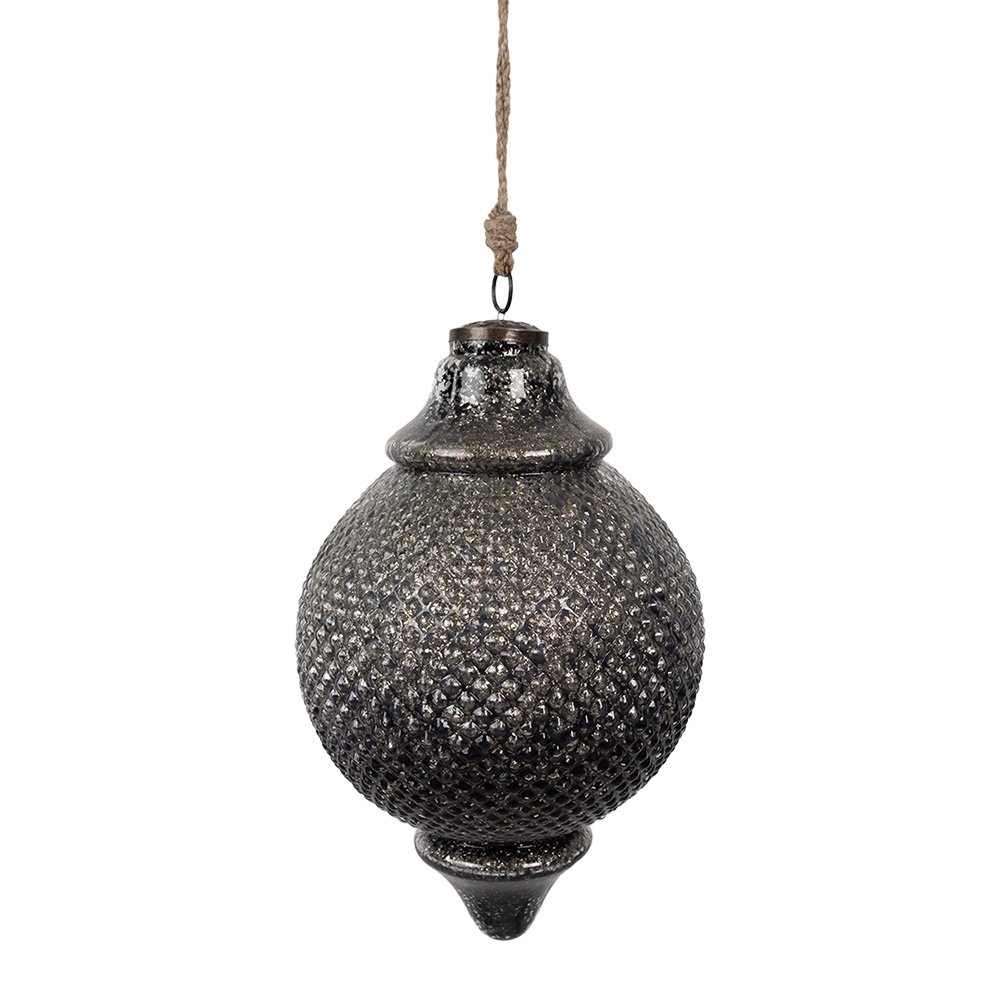 Kerstbal 20x32 cm glas zwart