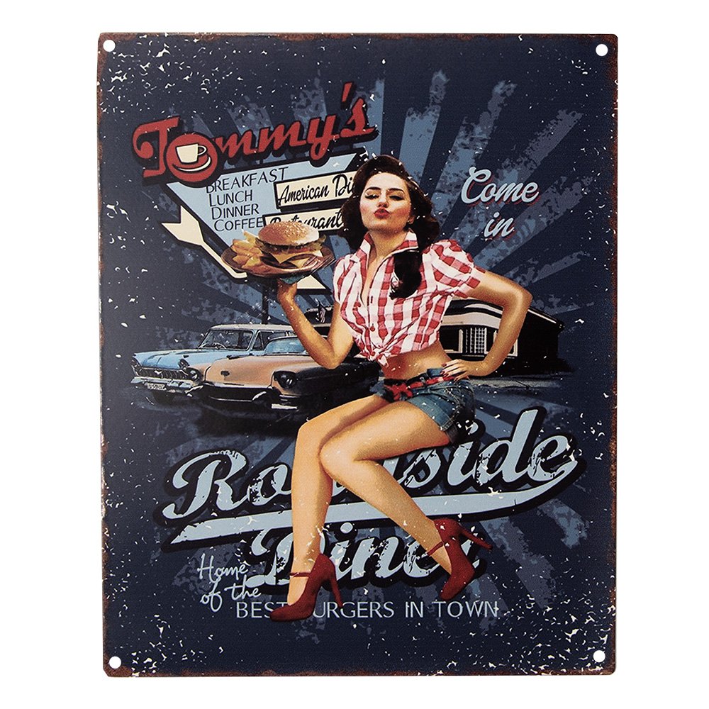 Tekstbord 20x25 cm blauw ijzer