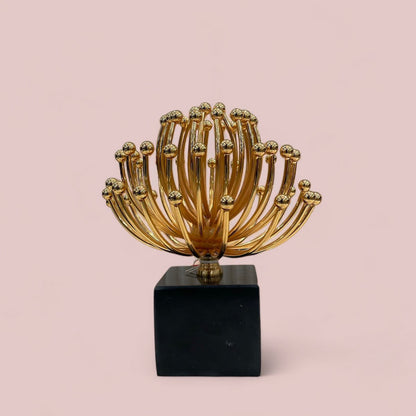 Bloemdecoratie metaal goud zwart 26x23 cm