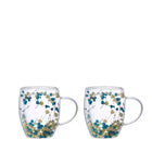 Theekopjes dubbelwandig 350 ml bloemenmotief set van 2