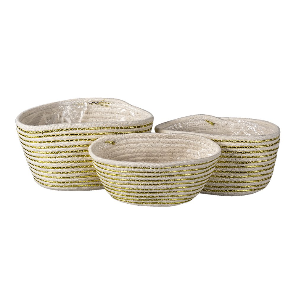 Opbergmand set van 3 wit touw