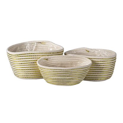 Opbergmand set van 3 wit touw