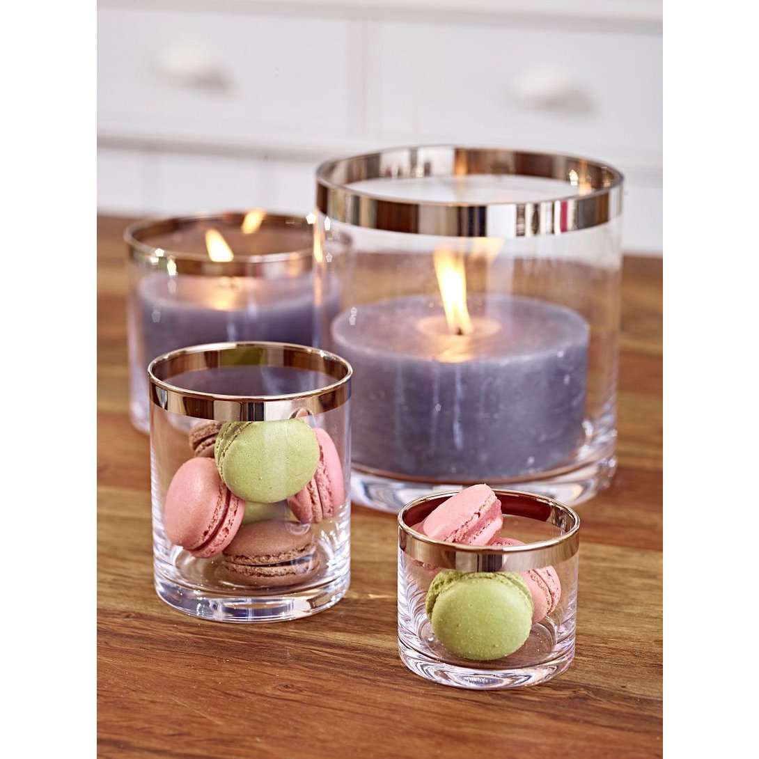 Lantaarn set 2 stuks H 8 cm en 10 cm glas goud zilver