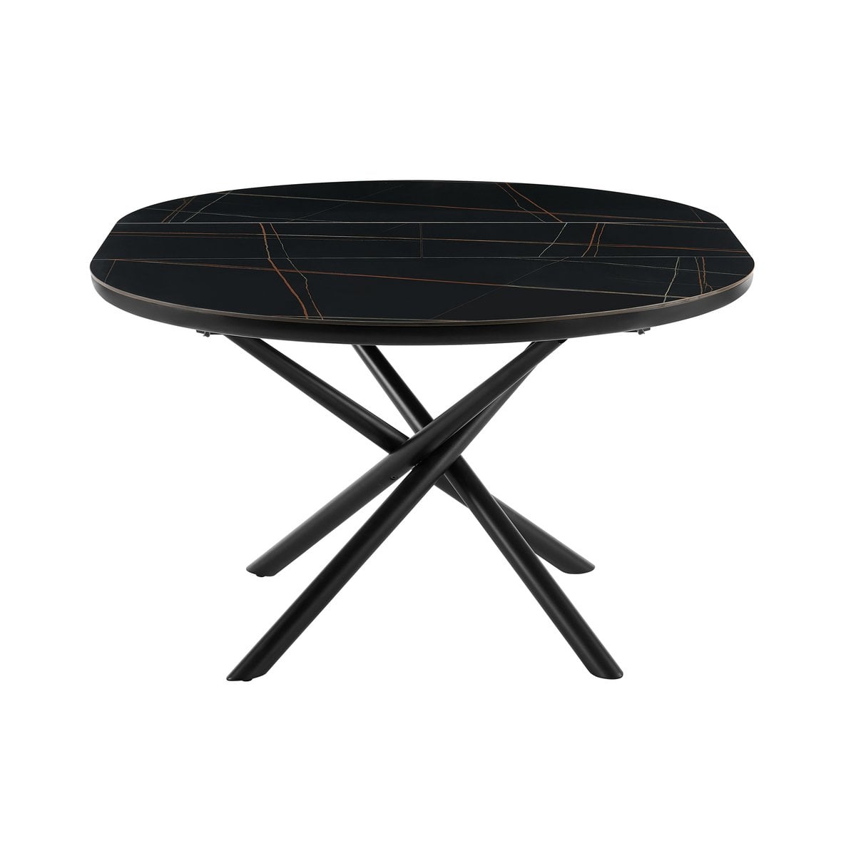 Eettafel rond 120 cm uitklapbaar zwart