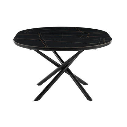 Eettafel rond 120 cm uitklapbaar zwart