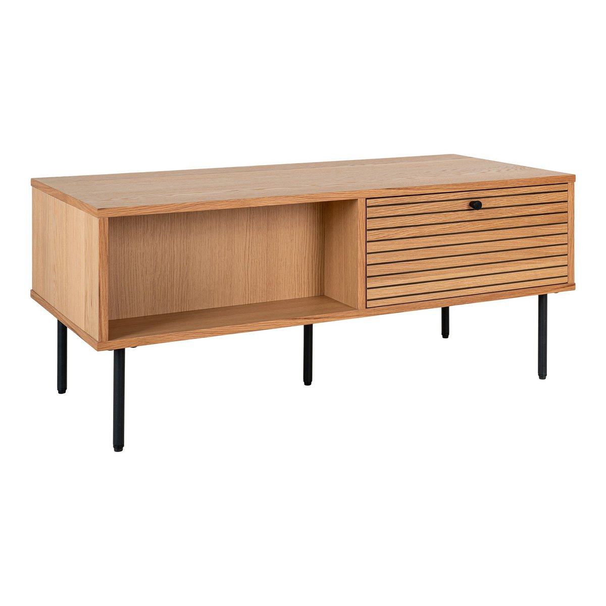 Kyoto Salontafel Eikenfineer Zwarte Poten 2 Laden 50x100x45