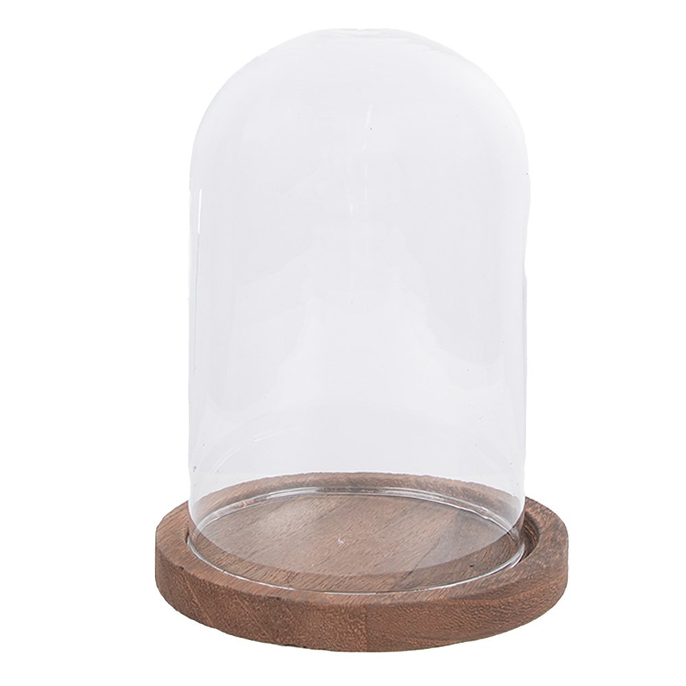 Stolp glas hout Ø 12x16 cm