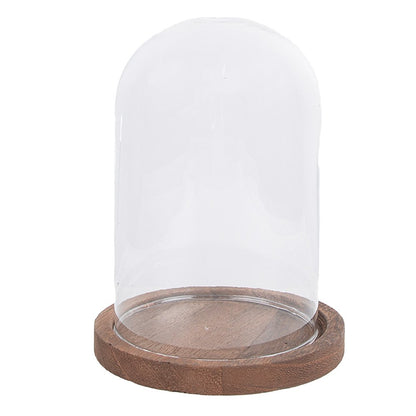 Stolp glas hout Ø 12x16 cm