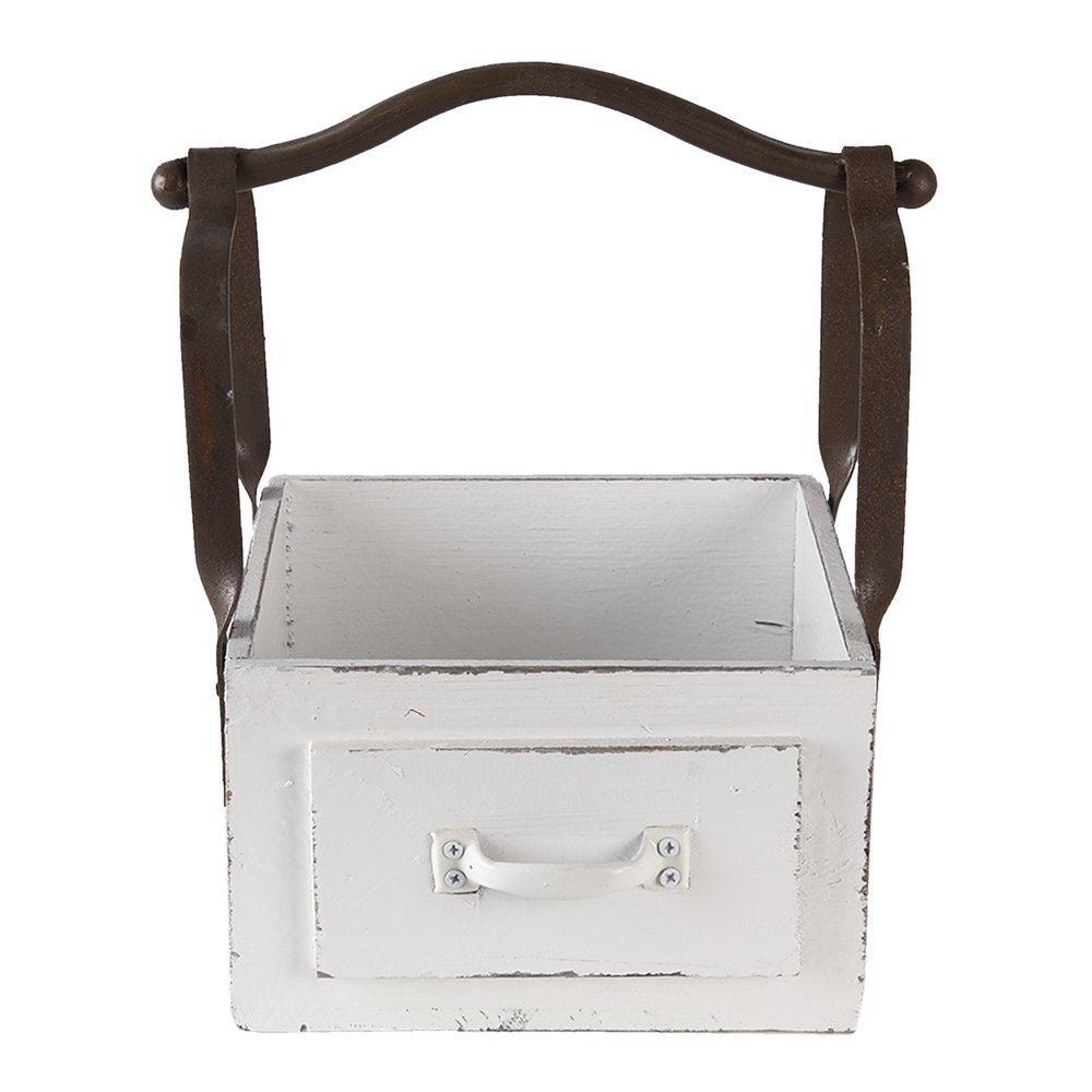Houten mand 24x19x28 cm wit