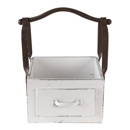 Houten mand 24x19x28 cm wit