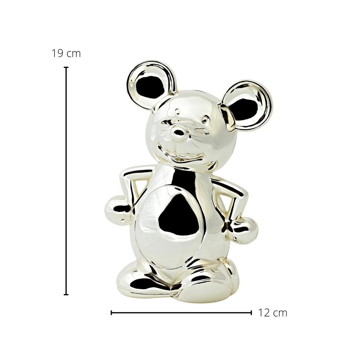 Spaarpot muis verzilverd 19 cm