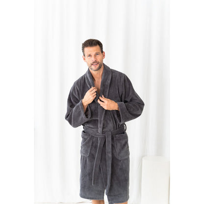 Badjas teddy fleece katoen grijs