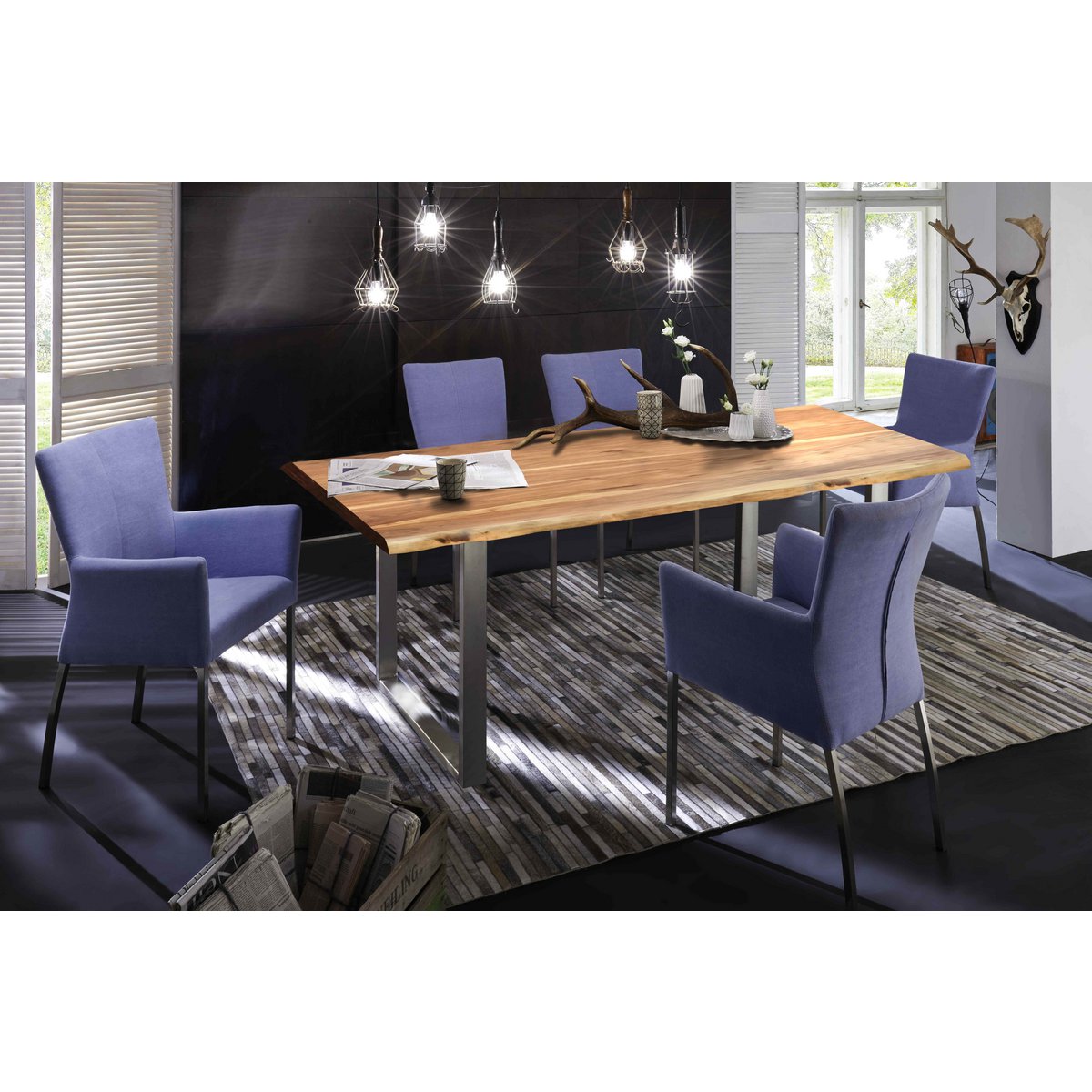 Eettafel 240x100 cm natuurlijk acacia 56 mm