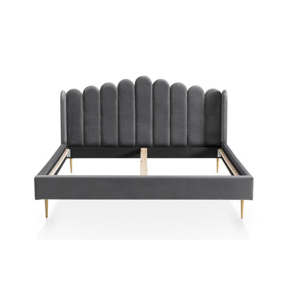 Bed 180x200 cm grijs fluweel