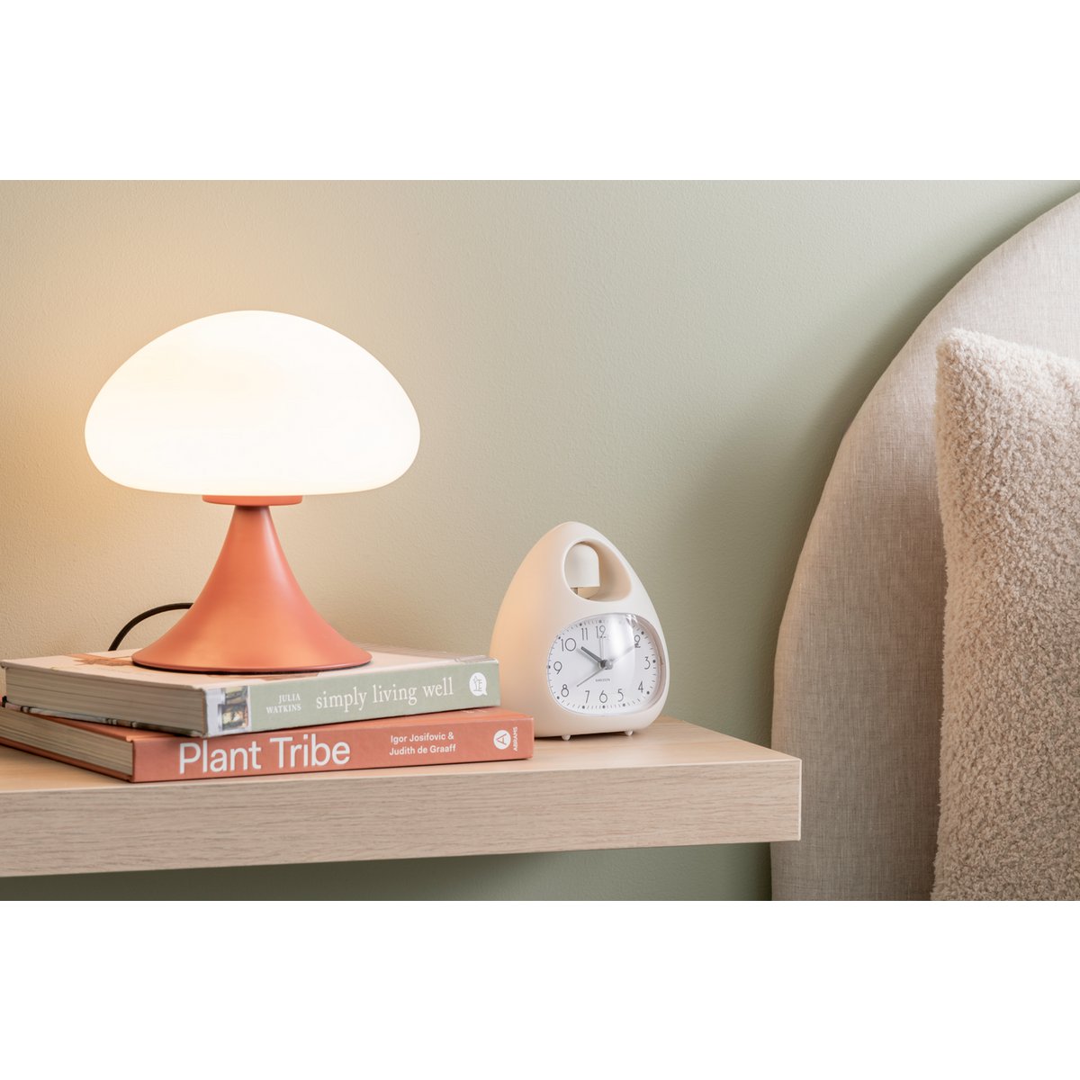 Tafellamp paddestoel 20 cm melkglas rood