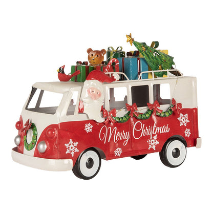 Kerstdecoratie met LED-verlichting Bus 31x15x21 cm Rood Metaal