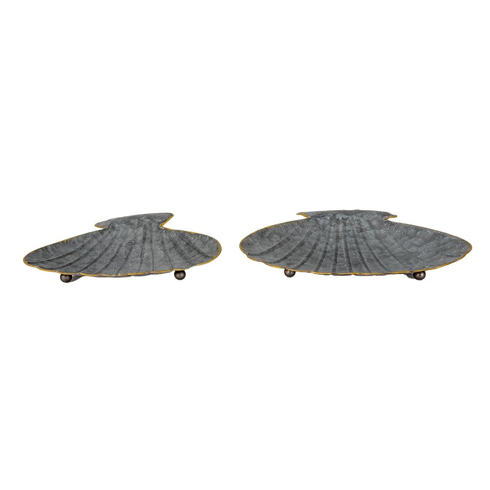 Serveerschalen set van 2 schelp grijs ijzer