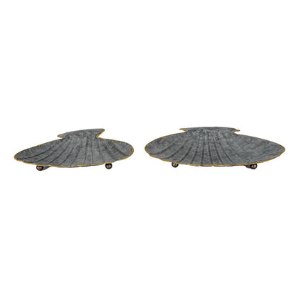 Serveerschalen set van 2 schelp grijs ijzer