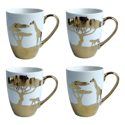 Mokken set van 4 goud 450 ml keramiek