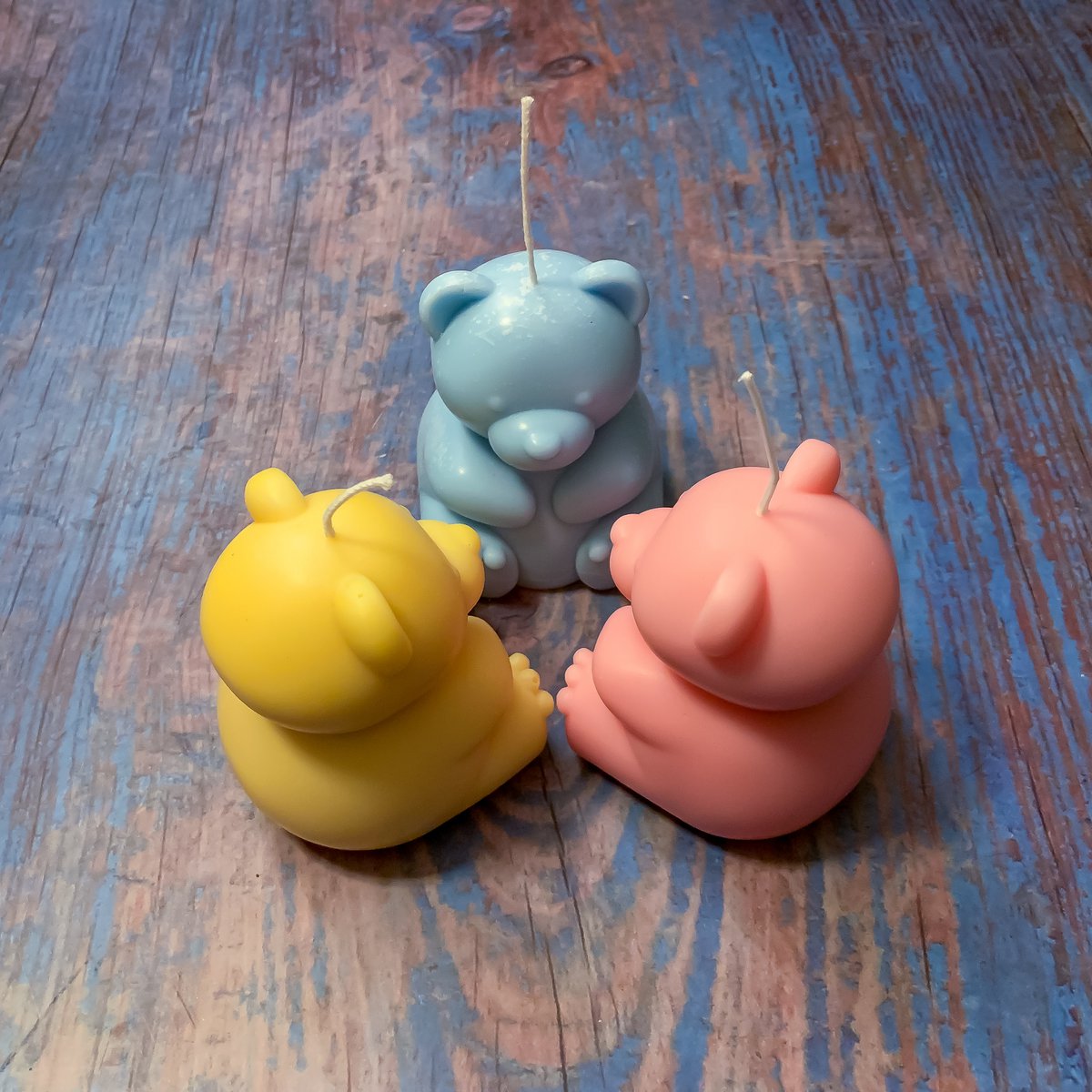 Vormkaars teddybeer 9 cm sojawas lavendel