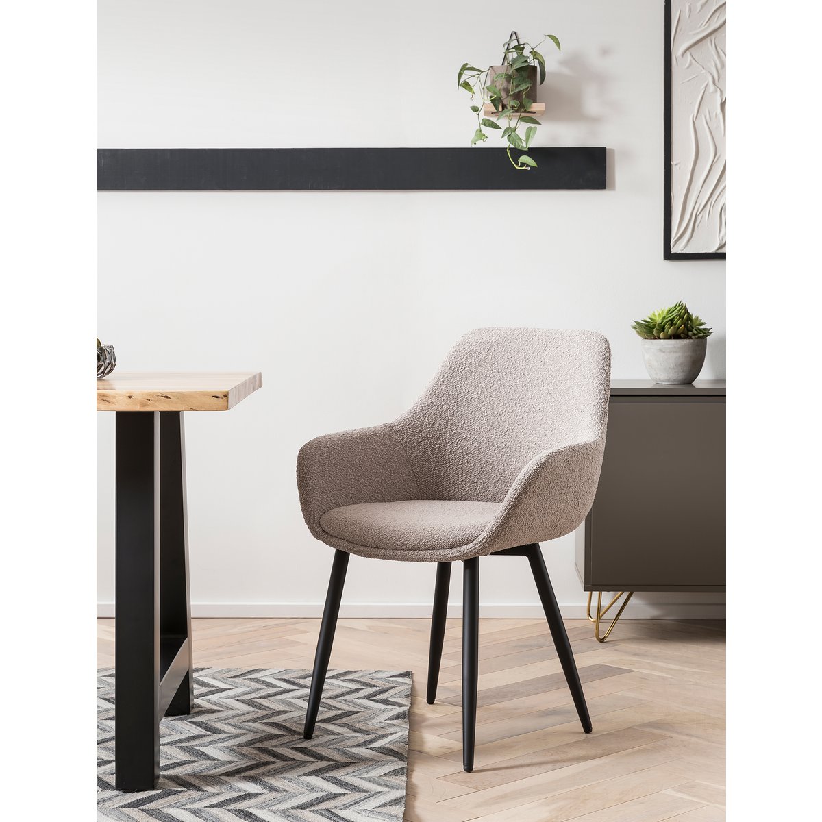 Fauteuil bouclé taupe set van 2