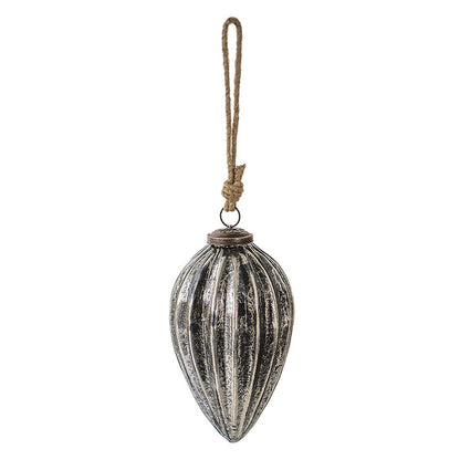 Christmas Bauble Ø 9 cm Black Silver Coloured Glass Christmas Decoration