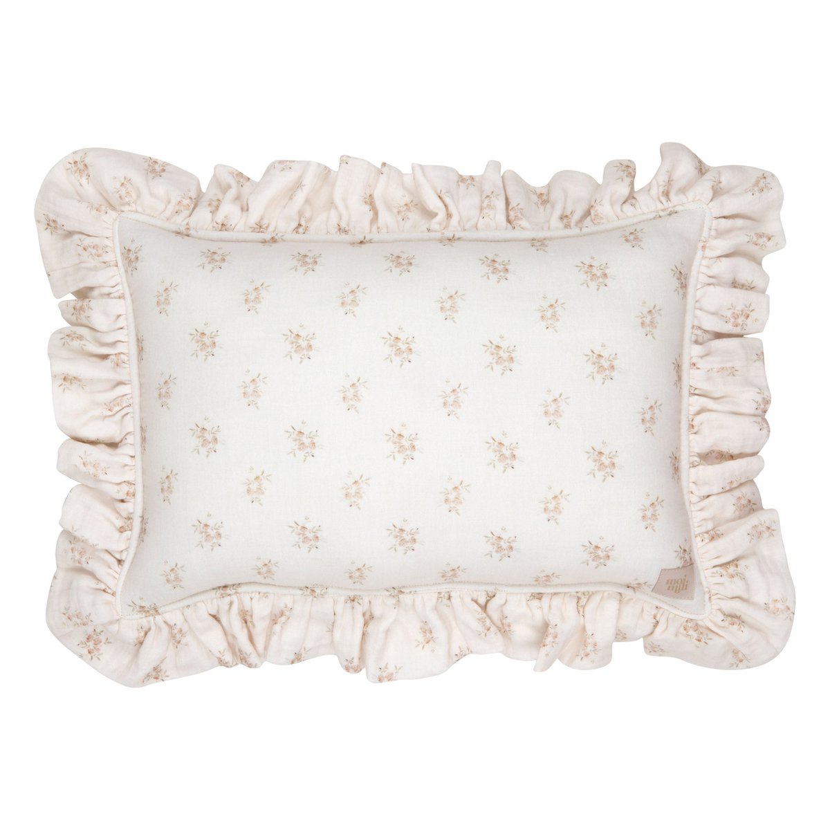 Muslin decorative cushion with ruffle "Boho Flowers"