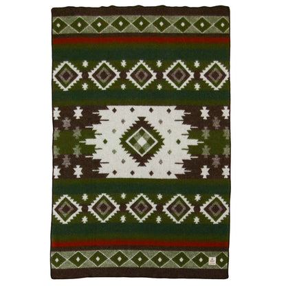 Wool blanket TRIBE - single - green