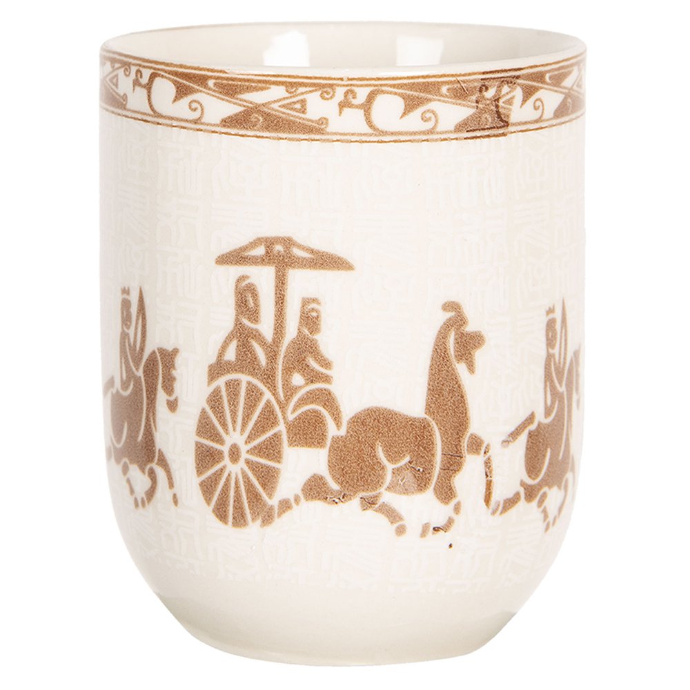 Mok oorloos 6x8 cm 100 ml beige bruin