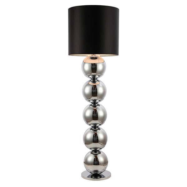 Bollamp chroom 170 cm met 5 metalen bollen