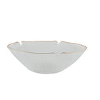 FLORAL GLASS SALAD BOWL WITH GOLD RIM 25CM