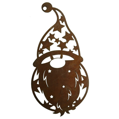 Kerstman hanger set 4 stuks metaal roestlook