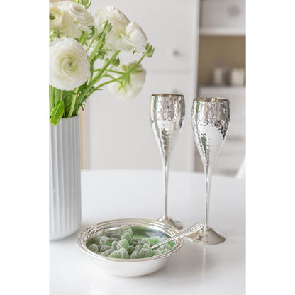 Champagne fluiten set van 2 verzilverd gehamerd 23 cm 200 ml