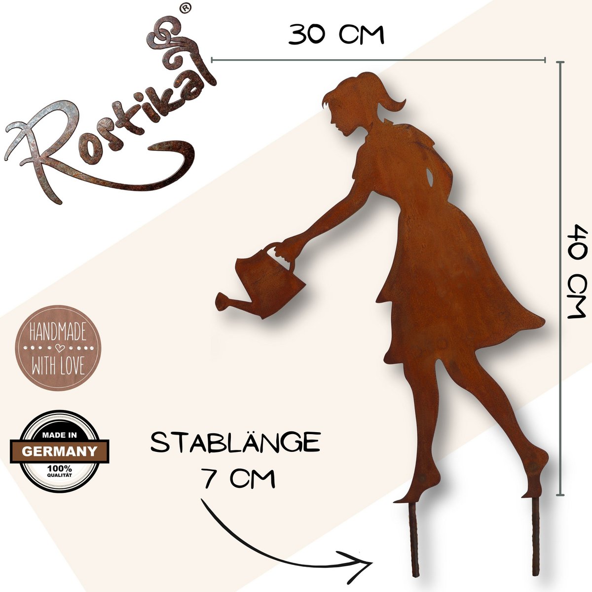 Tuindecoratie metaal 60 cm roestafwerking