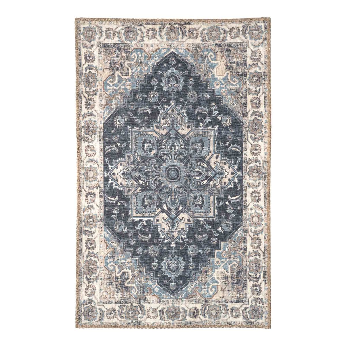 Deurmat 50x80 cm blauw chenille polyester