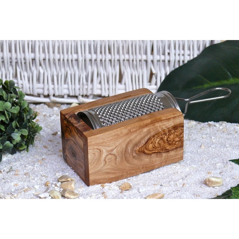 Kaasrasp olijfhout met lade 19 cm