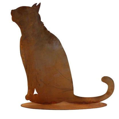 Metal decorative cat figurine with a patina finish